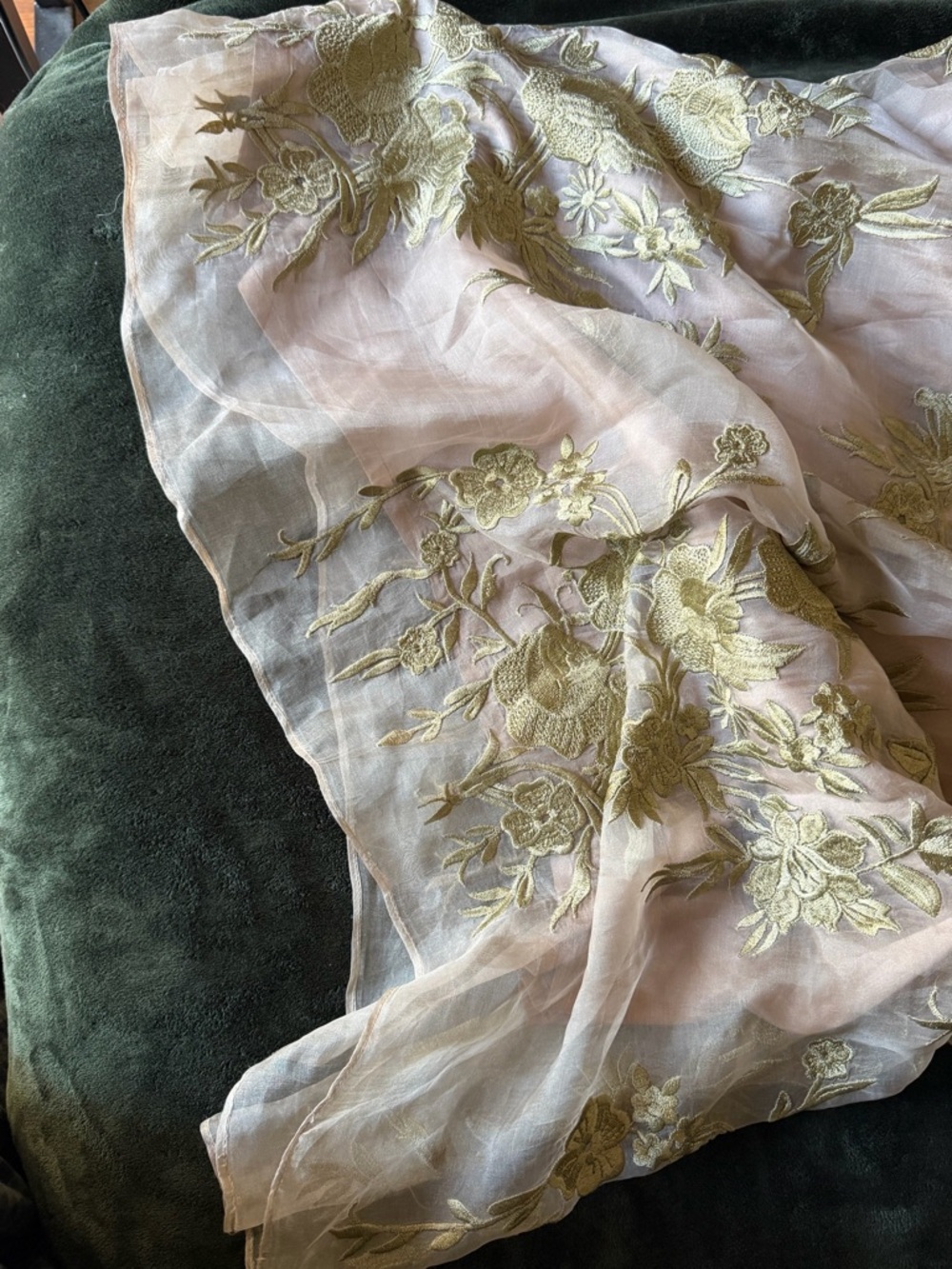 Bhldn Lenox gown embroidered floral appliqué Anthropology size us 6 Preowned - Picture 12 of 15
